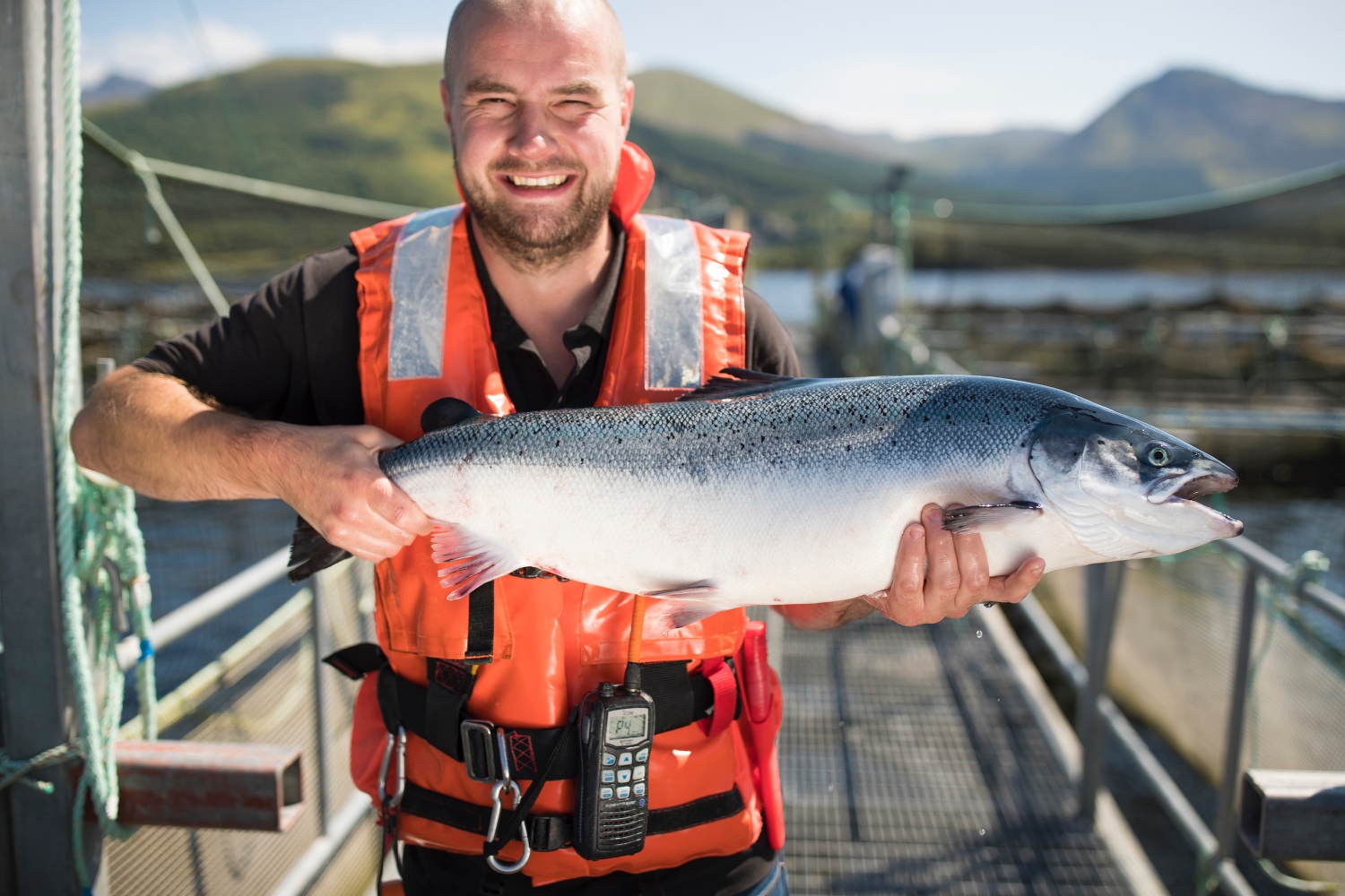 Man holding salmon